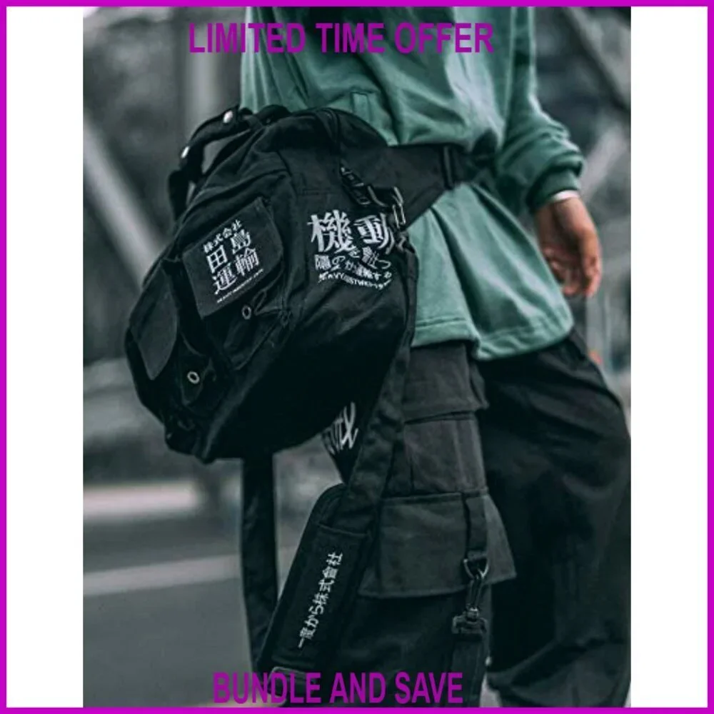 Canvas Messenger Bag with Adjustable Crossbody Strap